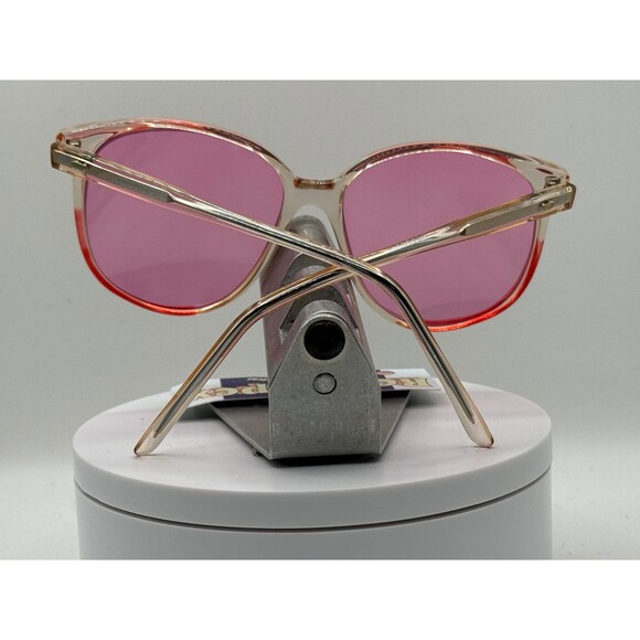 Vintage Oversize Sunglasses NOS Preppy Bright Rose Lens Clear & Red Frame 80-90s - Picture 7 of 10